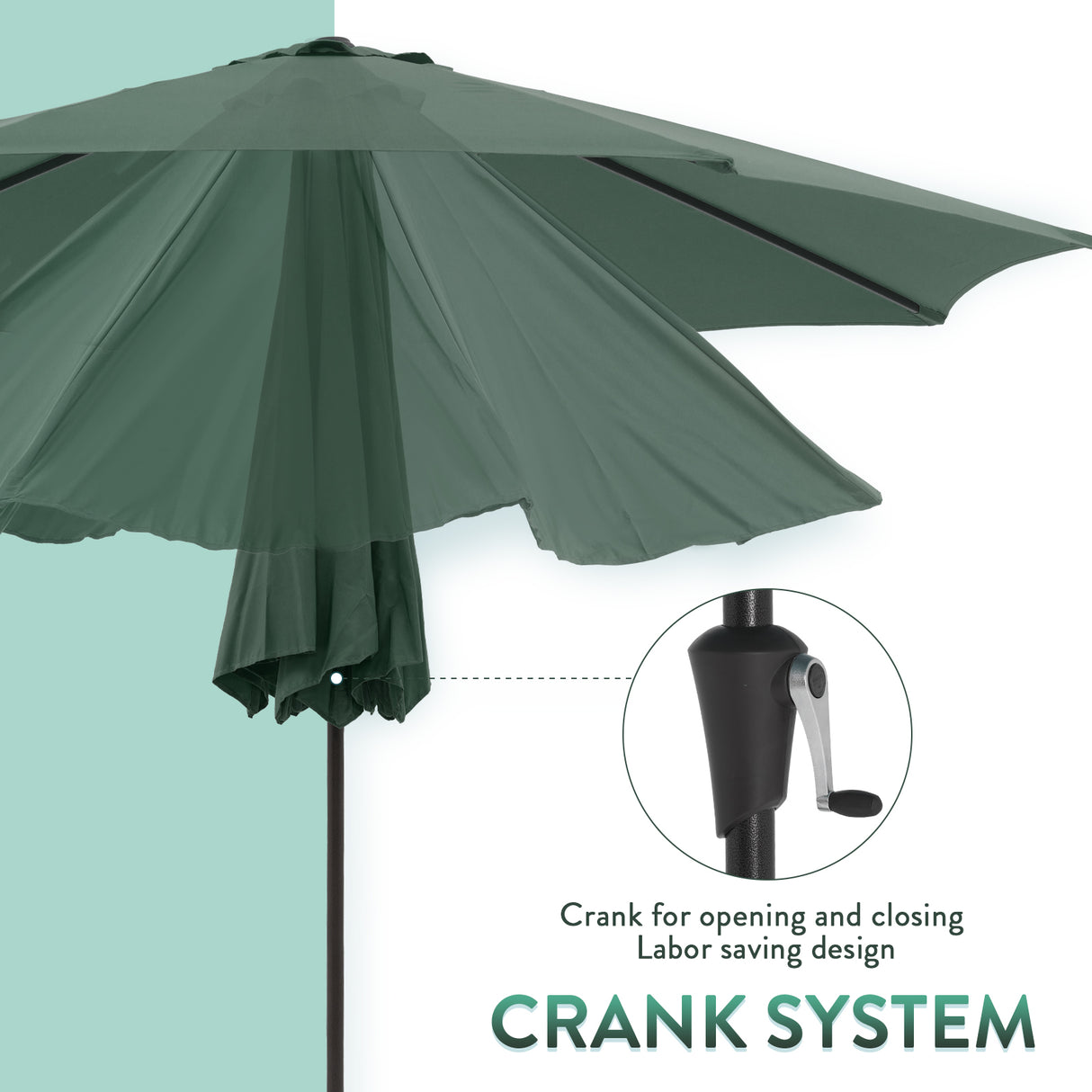 Patio Umbrella Outdoor Table Umbrella of 9-Feet with 8 Ribs and Push Button Tilt and Crank