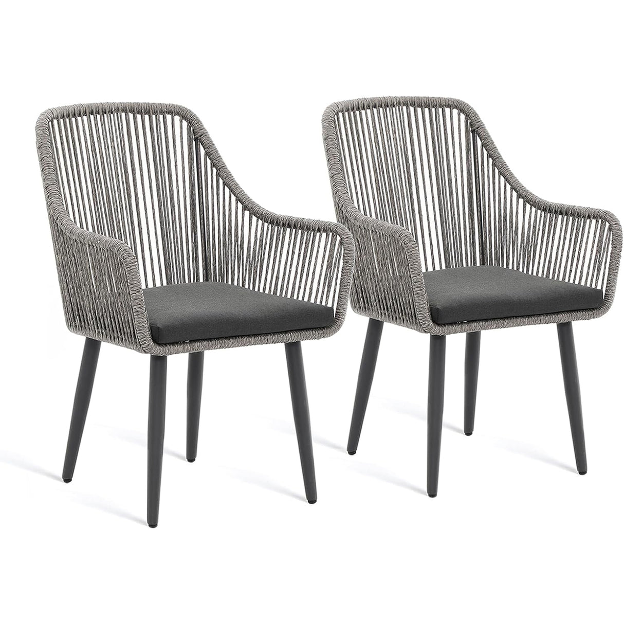 JOIVI Patio Wicker Chairs, 2 Pieces Outdoor Dining Chairs, All Weather Rattan Armchairs with Cushions
