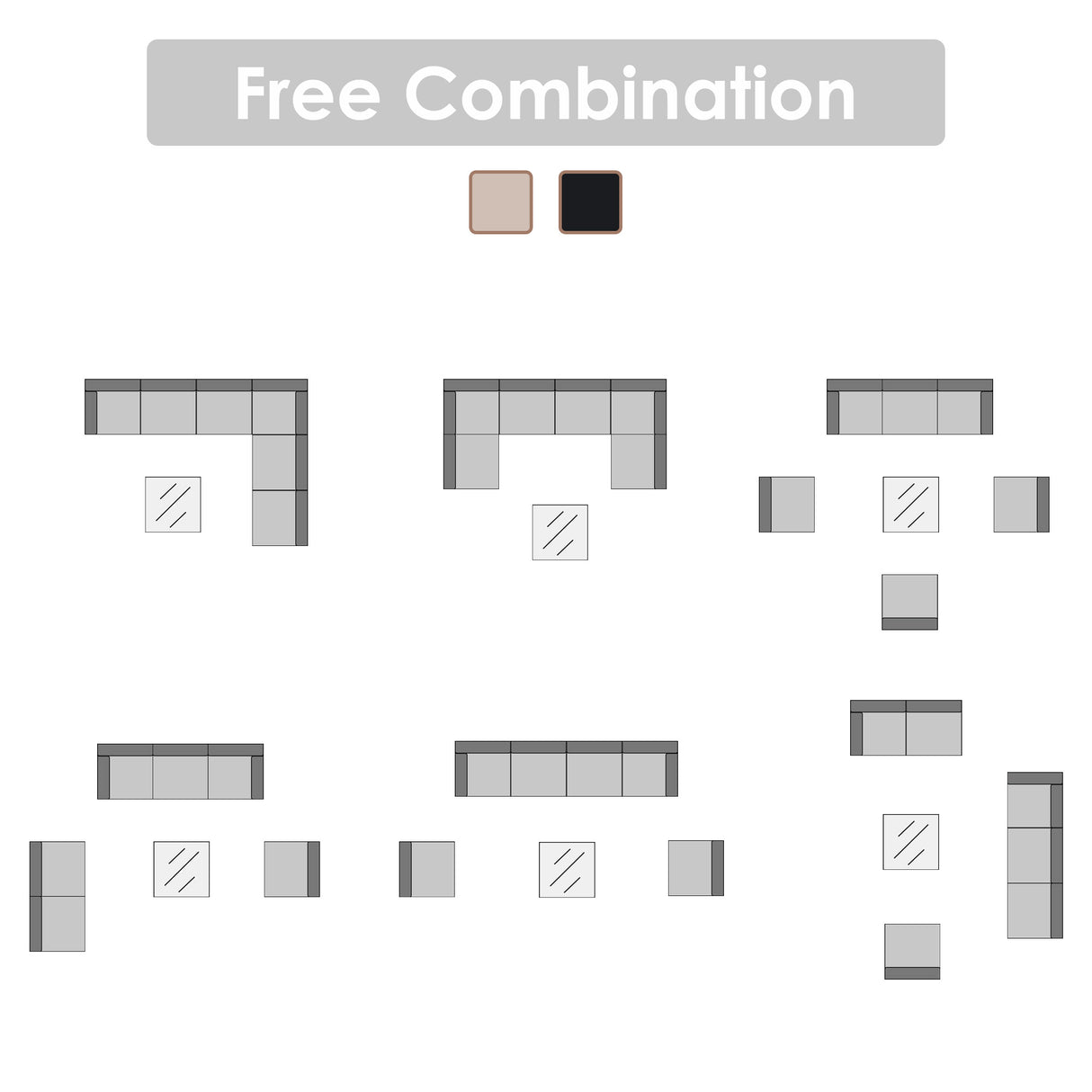 JOIVI 7 Pieces Patio Furniture Set, Outdoor Sectional Sofa Set with Cushion and Coffee Table, 7-Piece PE Rattan Conversation Set for Deck, Porch, Backyard