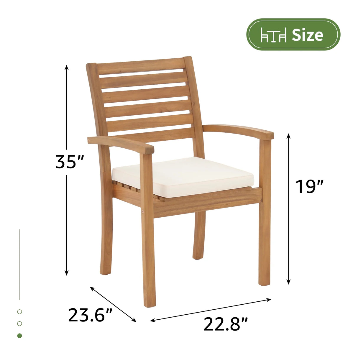 JOIVI Stackable Outdoor Dining Chairs, Patio Acacia Wooden Chairs with Cushions, Heavy Duty FSC Certified Wood, Set of 2
