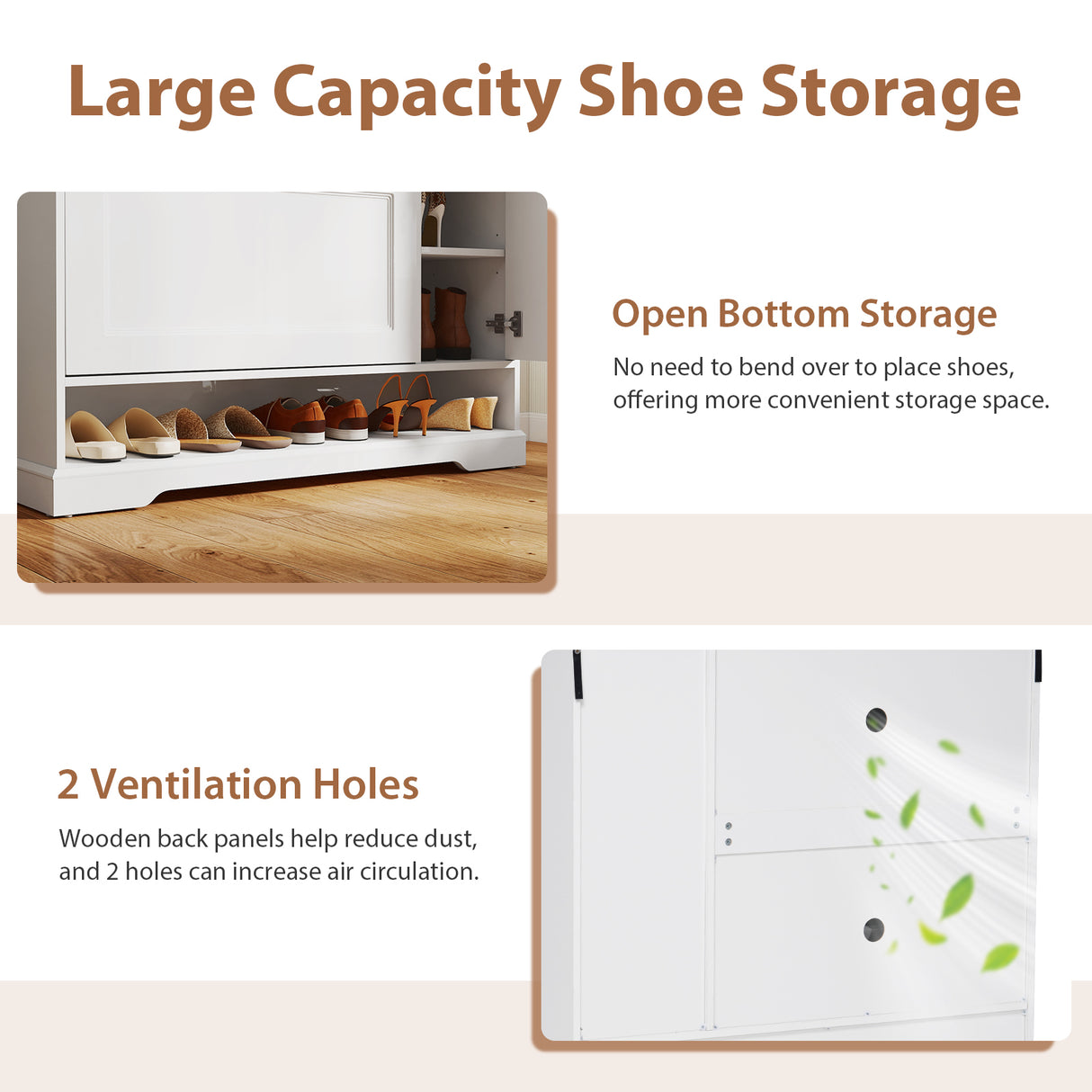 JOIVI Shoe Cabinet with 2 Flip Drawers & Side Cabinet, Freestanding Hidden Shoe Organizer with Drawer, Shoe Storage Cabinet with Adjustable Shelves for Living Room, Entryway, Hallway