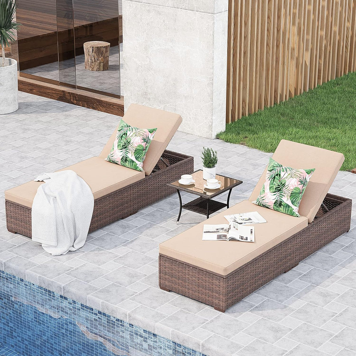 3 Piece Patio Pool Lounge Chairs