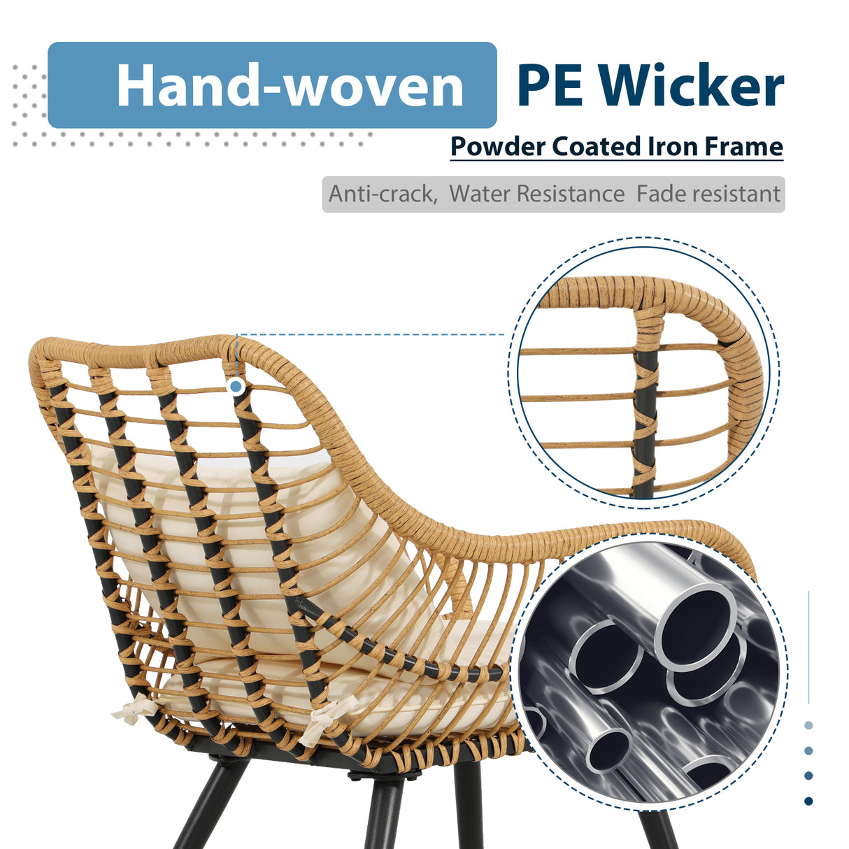 JOIVI Outdoor Wicker Chairs Set of 2