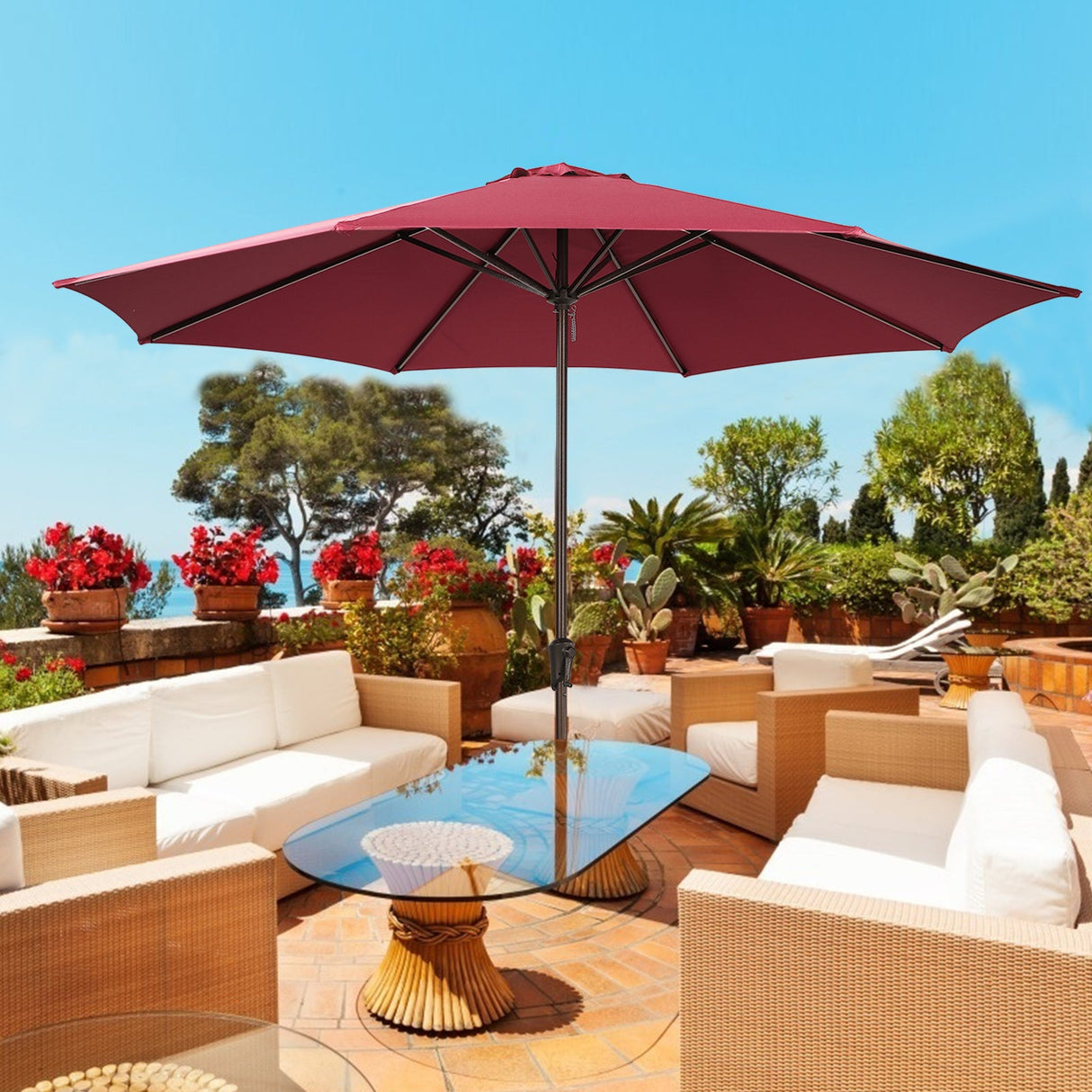 JOIVI 2 PCS Outdoor Patio Ottoman with Thick Cushions,Brown - JOIVI