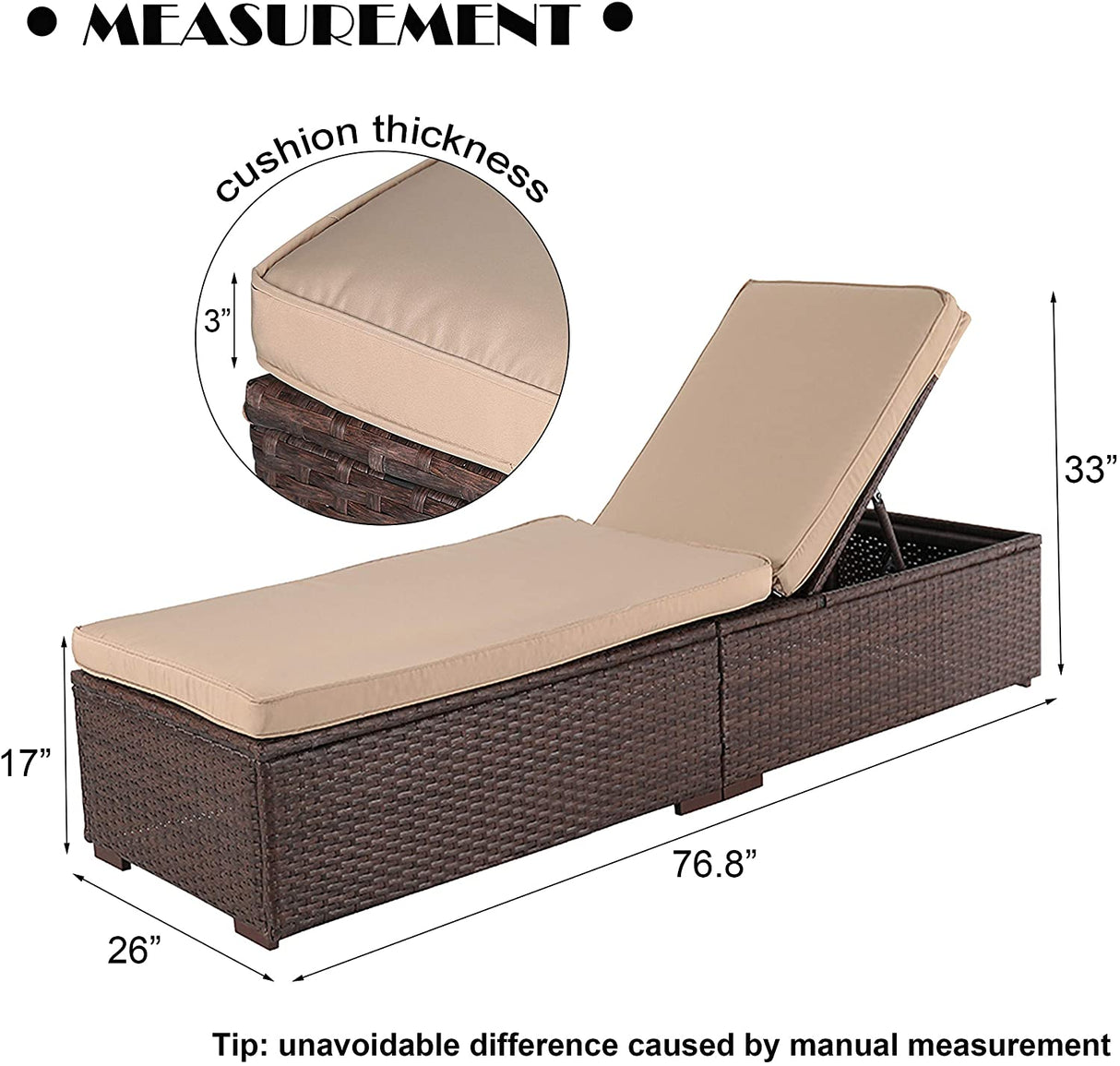 JOIVI 2 PCS Outdoor Patio Ottoman with Thick Cushions,Brown - JOIVI