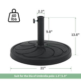 COBANA Patio Market Umbrella Base, 40lbs Heavy Duty Round Outdoor Stand, Resin Holder with Petal Pattern, Black