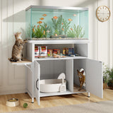 JOIVI 40-50 Gallon Fish Tank Stand with Hidden Cat Litter Box Cabinet and Cat Perch, Cat Viewing Aquarium Stand with Storage Shelf, 36.2"x20.5" Tabletop, 660 LBS Capacity