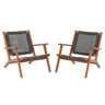JOIVI Acacia Wood Patio Chair Set of 2, Modern Accent Chairs with Armrest, Reading Armchair with Rope Woven Backrest and Seat