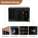 JOIVI  44" Dog Crate Furniture, Wooden Dog Kennel with Sliding Barn Door, Drawer and Storage Cabinet