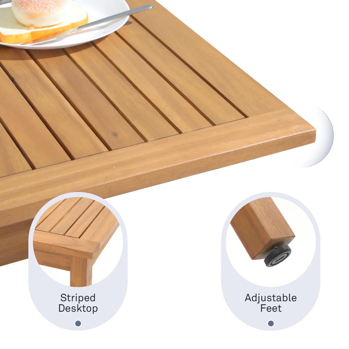 JOIVI Outdoor Patio Dining Set of 7, with Textilene Fabric Chairs, 4-8 Seater Patio Furniture, Adjustable Feet, Expandable Wood Table