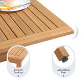 JOIVI Outdoor Patio Dining Set of 7, with Textilene Fabric Chairs, 4-8 Seater Patio Furniture, Adjustable Feet, Expandable Wood Table