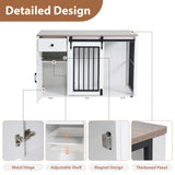 JOIVI 44" Dog Crate Furniture with Sliding Barn Door, Wooden Dog Kennel with Drawer and Storage Cabinet