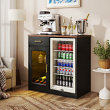 JOIVI Coffee Bar with Mini Fridge Space, Bar Cabinet with Fridge Space & Wine Storage with Outlets, Modern Wine Cabinet with LED Lights & Wine Rack for Kitchen, Living Room and Office