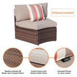 JOIVI 7-Piece Outdoor Patio Furniture Set, Sectional Half-Moon Sofa, Coffee Table, 4 Pillows, Cushion, with Waterproof Cover, for Garden, Backyard, Porch, Sunroom or Pool