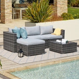 JOIVI 5 Pieces Outdoor Patio Furniture Set, All Weather PE Wicker Rattan Sectional Furniture Set with Cushions and Coffee Table