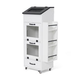 JOIVI 16.0" Potato and Onion Storage Bin on Wheels, 4-Tier Rolling Fruit and Vegetable Organizer with Side Rack & Drawers, Movable Bread Box Cabinet with Mesh Doors for Kitchen