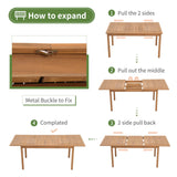 JOIVI 7 Piece Patio Dining Set, Outdoor Acacia Wood Furniture Set, Extendable Rectangular Table and 6 Foldable Reclining chairs for Deck Garden Backyard