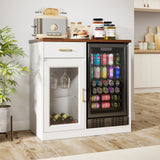 JOIVI Coffee Bar with Mini Fridge Space, Bar Cabinet with Fridge Space & Wine Storage with Outlets, Modern Wine Cabinet with LED Lights & Wine Rack for Kitchen, Living Room and Office