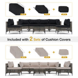 JOIVI 7 Pieces Patio Furniture Set, Outdoor Sectional Sofa Set with Cushion and Coffee Table, 7-Piece PE Rattan Conversation Set for Deck, Porch, Backyard