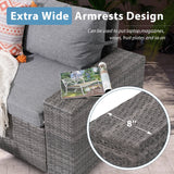 6 Pieces Patio Furniture Conversation Set, Wicker Outdoor Sectional Sofa Set with Coffee Table and Cushions for Deck, Garden, Porch