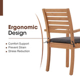 Stackable Patio Dining Chairs Set of 4, Outdoor Acacia Wooden Chairs w/Armrest & Removeable Fabric Cushion, FSC Certified Wood, for Porch, Backyard, Garden, Indoor