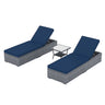 JOIVI Outdoor Chaise Lounge Chair, 3 Piece Patio Reclining Sun Lounger with Coffee Table, All Weather PE Rattan Adjustable Lounge Chair, Patio Pool Lounge Chairs with Removable Cushion
