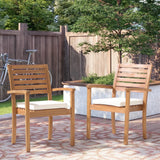 JOIVI Stackable Outdoor Dining Chairs, Patio Acacia Wooden Chairs with Cushions, Heavy Duty FSC Certified Wood, Set of 2