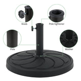 COBANA Patio Market Umbrella Base, 40lbs Heavy Duty Round Outdoor Stand, Resin Holder with Petal Pattern, Black