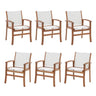 Outdoor Dining Chair with Textilene Fabric, Outdoor Acacia Wooden Chair, Ergonomic Armrests & Sturdy Wooden Frame, Set of 6