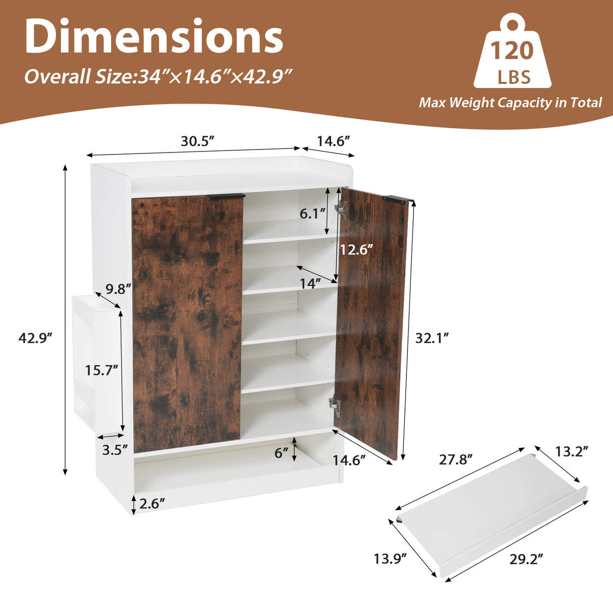 JOIVI Shoe Storage Cabinet with Sliding Drawer, Shoe Organizer Cabinet with 4 Removable Shelves, Freestanding Hidden Shoe Organizer for Entryway Hallway