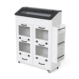 JOIVI 35.1" Potato and Onion Storage Bin on Wheels, 4-Tier Rolling Fruit and Vegetable Organizer with Side Rack & 2 Drawers, Movable Bread Box Cabinet with Mesh Doors for Kitchen
