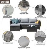 JOIVI 5 Pieces Outdoor Patio Furniture Set, All Weather PE Wicker Rattan Sectional Furniture Set with Cushions and Coffee Table