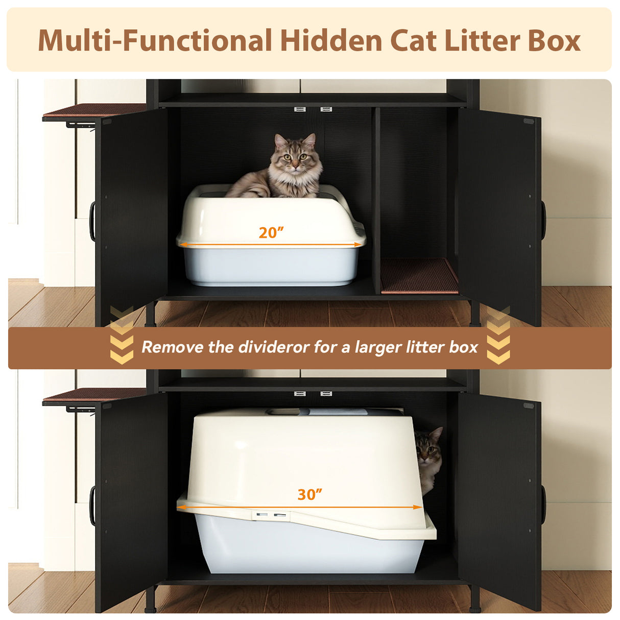 JOIVI 40-50 Gallon Fish Tank Stand with Hidden Cat Litter Box Cabinet and Cat Perch, Cat Viewing Aquarium Stand with Storage Shelf, 36.2"x20.5" Tabletop, 660 LBS Capacity