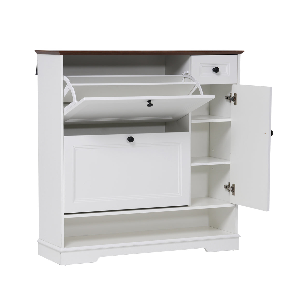 JOIVI Shoe Cabinet with 2 Flip Drawers & Side Cabinet, Freestanding Hidden Shoe Organizer with Drawer, Shoe Storage Cabinet with Adjustable Shelves for Living Room, Entryway, Hallway
