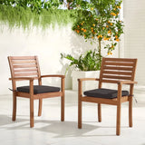 JOIVI Stackable Outdoor Dining Chairs, Patio Acacia Wooden Chairs with Cushions, Heavy Duty FSC Certified Wood, Set of 2