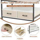 JOIVI 2-Tier Coffee Table with Storage Shelf and 2 Drawers, 31.5" Rectangular Center Table Wood Top for Living Room