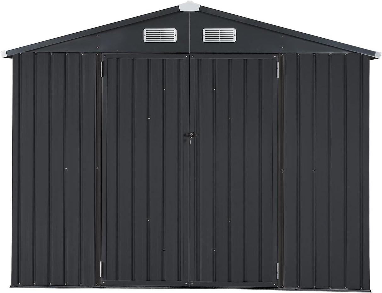 OC Orange-Casual 10' x 8' FT Outdoor Storage Shed, Metal Garden Tool Shed with Lockable Door, Outside Sheds & Storage Galvanized Steel