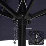 7.5 ft Patio Umbrella with Water or Sand Self-Filled Black Square Base Stand, Outdoor Table Market Umbrella with Push Button Tilt and Crank, 6 Ribs
