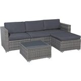 OC Orange-Casual Modern Outdoor Patio Furniture Set，5-Piece Gray Wicker Sectional Sofa, with Cushions and Coffee Table