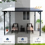 OC Orange-Casual Patio All-Iron Gazebo,Hard Top Lean to Gazebo Pergola with Roof,Wall Mounted Heavy Duty Awnings