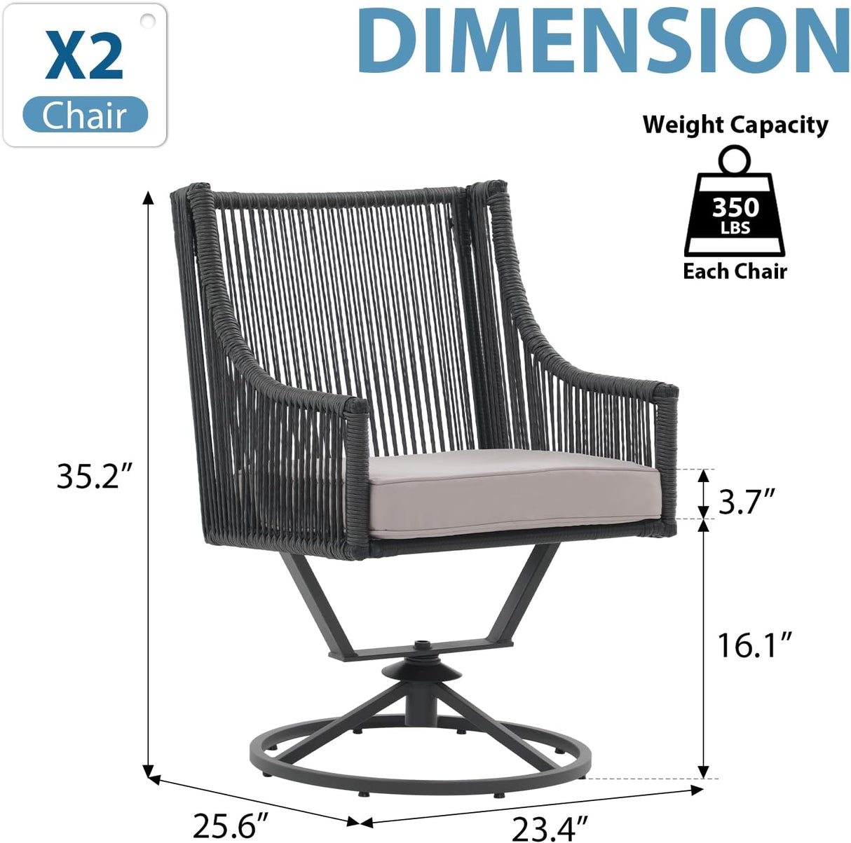 Outdoor 2 Piece Swivel Patio Chair Set
