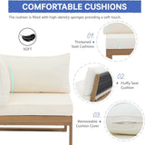 4 Piece Acacia Wood Patio Furniture L-Shaped Outdoor Sectional Sofa Set with Coffee Table, FSC Certified Conversation Set with Built-in Side Table