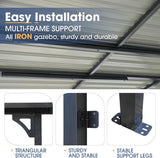 OC Orange-Casual Patio All-Iron Gazebo,Hard Top Lean to Gazebo Pergola with Roof,Wall Mounted Heavy Duty Awnings
