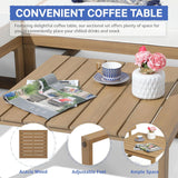 4 Piece Acacia Wood Patio Furniture L-Shaped Outdoor Sectional Sofa Set with Coffee Table, FSC Certified Conversation Set with Built-in Side Table