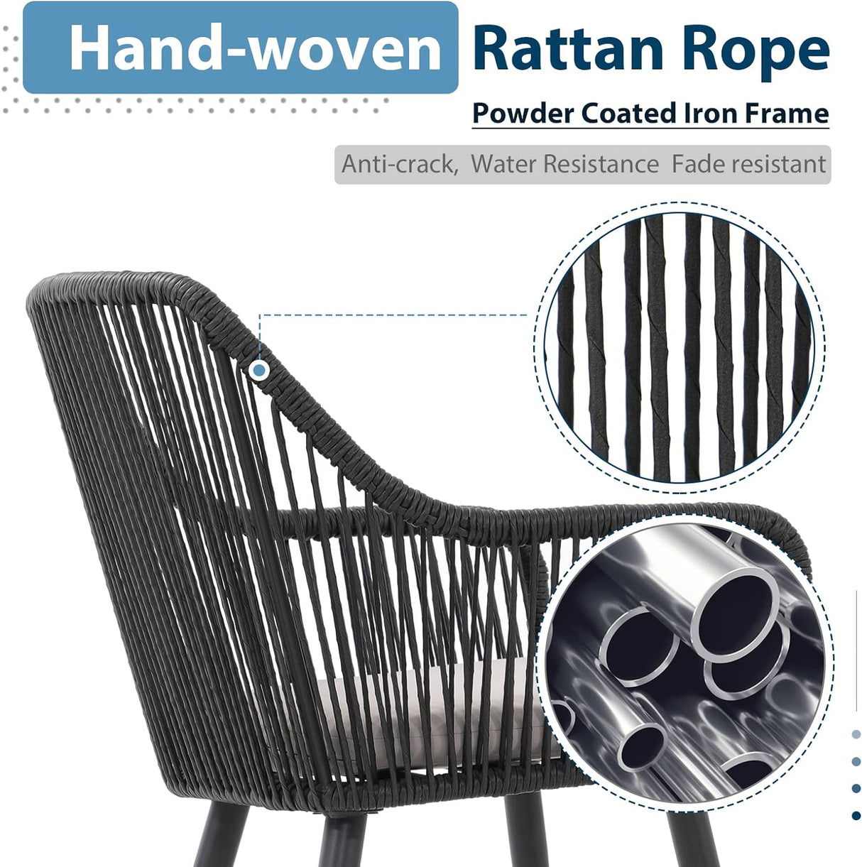 JOIVI Patio Wicker Chairs, 2 Pieces Outdoor Dining Chairs, All Weather Rattan Armchairs with Cushions