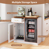 JOIVI Coffee Bar with Mini Fridge Space, Bar Cabinet with Fridge Space & Wine Storage with Outlets, Modern Wine Cabinet with LED Lights & Wine Rack for Kitchen, Living Room and Office