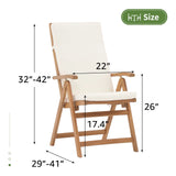 Folding Patio Dining Chair Set of 4, Outdoor Acacia Wooden Reclining Chair w/Armrest & Removeable Cushion, FSC Certified Wood No Assembly