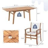 JOIVI Expandable Wooden Outdoor Dining Set of 5, with Textilene Fabric Chairs, 4-8 Seater Patio Furniture, Adjustable Feet, Wood Table with Umbrella Hole