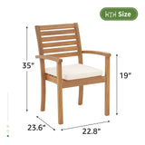 Stackable Patio Dining Chairs Set of 4, Outdoor Acacia Wooden Chairs w/Armrest & Removeable Fabric Cushion, FSC Certified Wood, for Porch, Backyard, Garden, Indoor