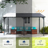 OC Orange-Casual Patio All-Iron Gazebo,Hard Top Lean to Gazebo Pergola with Roof,Wall Mounted Heavy Duty Awnings